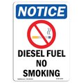 Signmission Safety Sign, OSHA Notice, 10" Height, Diesel Fuel No Smoking Sign With Symbol, Portrait OS-NS-D-710-V-11004